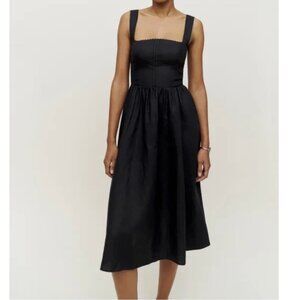 Reformation black Tagliatelle Linen Dress / Size 10
